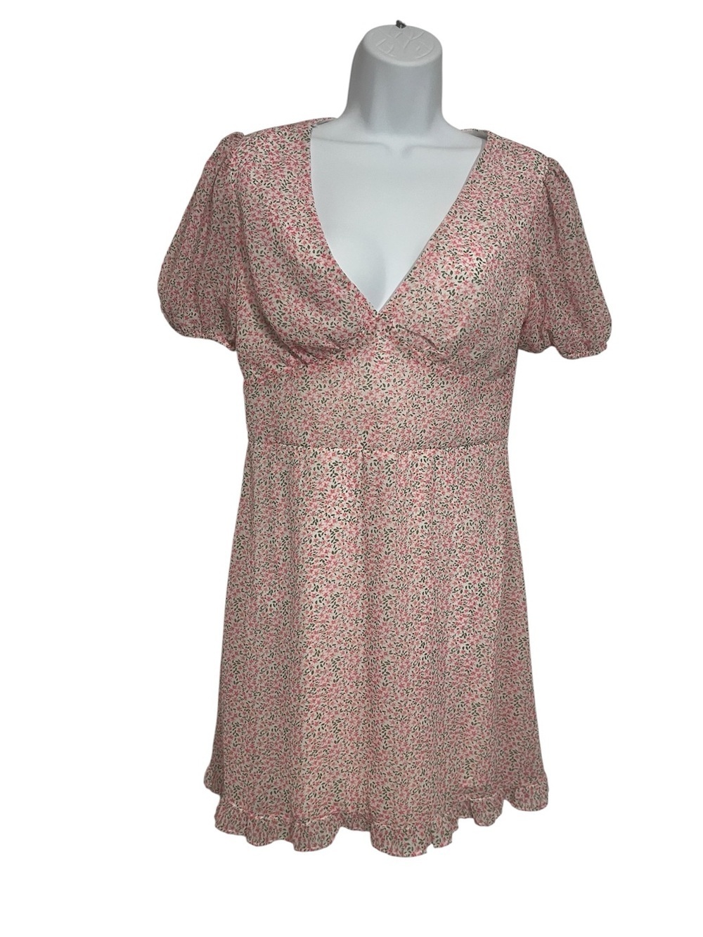 Dainty Baby Pink Floral Feminine Short Sleeve Sundress Size 9/10 Spring Summer